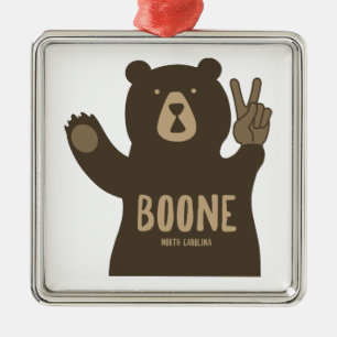 Boone North Carolina Peace Bear Metal Ornament