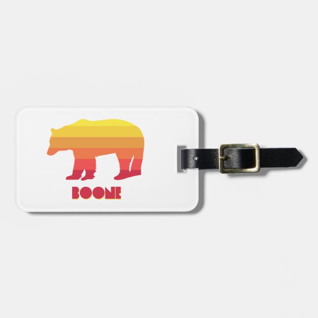 Boone North Carolina Rainbow Bear Luggage Tag (Front Horizontal)