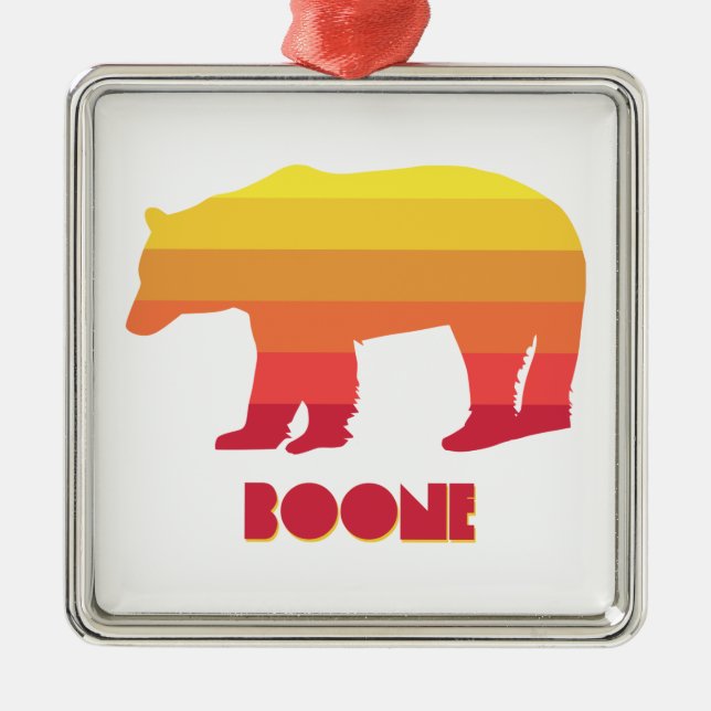Boone North Carolina Rainbow Bear Metal Ornament (Front)