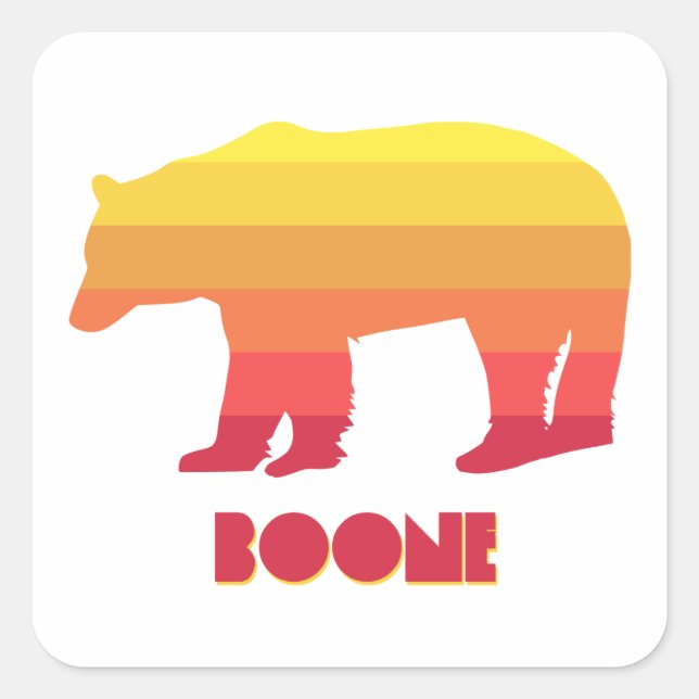 Boone North Carolina Rainbow Bear Square Sticker (Front)