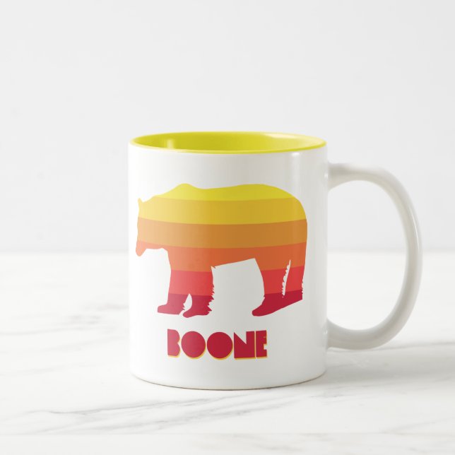 Boone North Carolina Rainbow Bear Two-Tone Coffee Mug (Right)