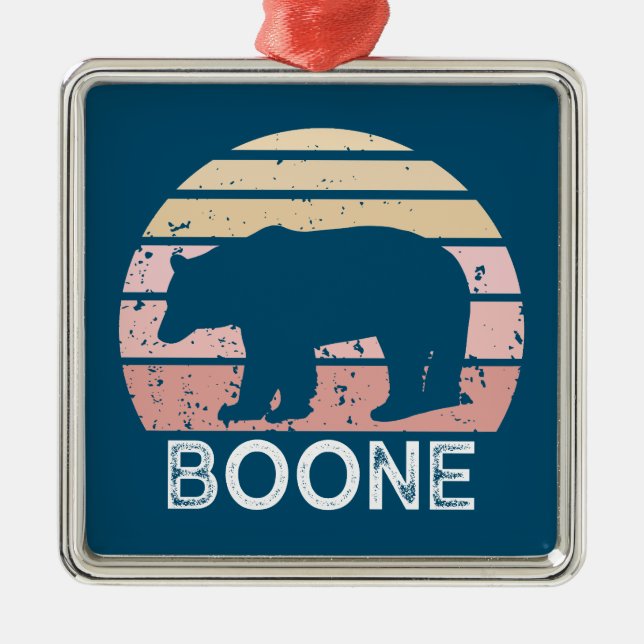 Boone North Carolina Retro Bear Metal Ornament (Front)
