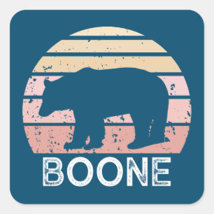 Boone North Carolina Retro Bear Square Sticker