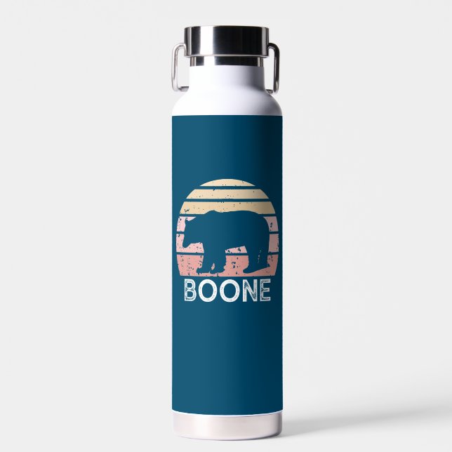 Boone North Carolina Retro Bear Water Bottle (Front)