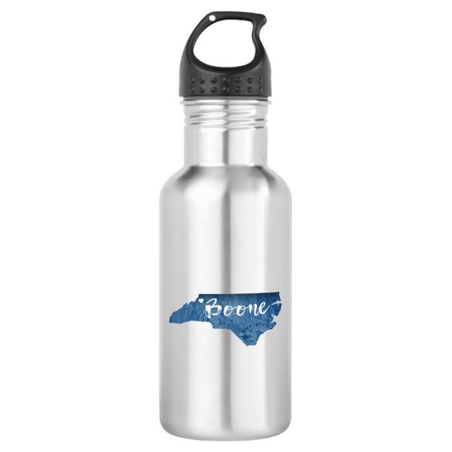 Boone North Carolina Wood Grain Stainless Steel Water Bottle (Front)