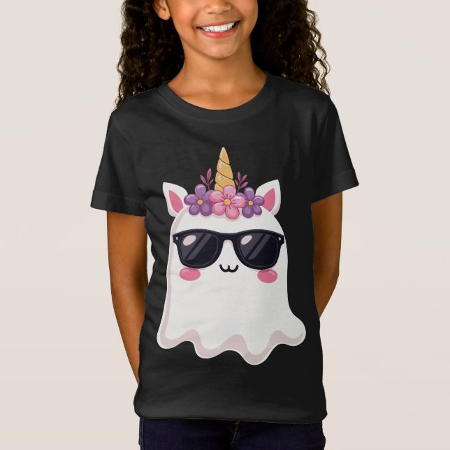 Boonicorn Halloween Cute Unicorn Boo Ghost Kids T-Shirt (Front)