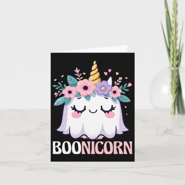Boonicorn Unicorn Ghost Halloween Men Women Kids  Card (Front)
