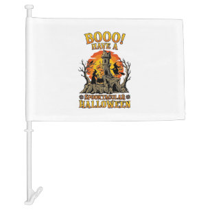 Booo Spooktacular Halloween Witch Cauldron Castle Car Flag