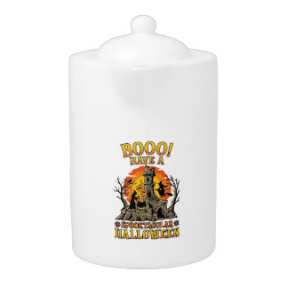 Booo Spooktacular Halloween Witch Cauldron Castle Teapot