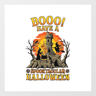 Booo Spooktacular Halloween Witch Cauldron Castle Window Cling