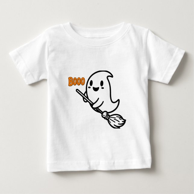 Booo spooky One Halloween Cute Ghost Baby T-Shirt (Front)