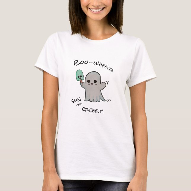 Booo-wheeee – Ghost with a Popsicle in the Sun T-Shirt (Front)
