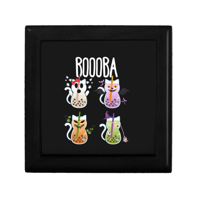Boooba Kawaii Boba Tea Drink Cat Lover Halloween G Gift Box (Front)