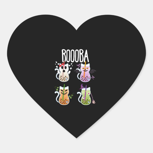 Boooba Kawaii Boba Tea Drink Cat Lover Halloween G Heart Sticker (Front)