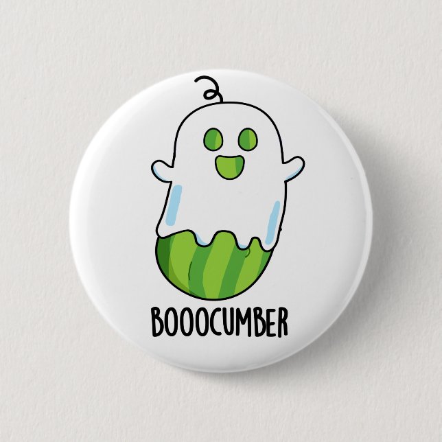 Booocumber Funny Ghost Cucumber Pun  Button (Front)