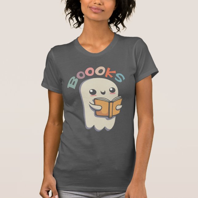 Boooks - Cute ghost reading a book T-Shirt (Front)