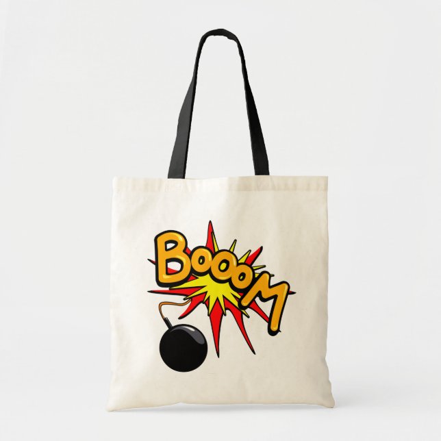 Booom! bag, funny illustration tote bag (Front)