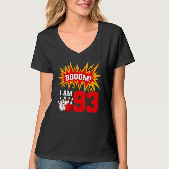 Booom I Am 93 Bowling Birthday Party Bowler Bday 9 T-Shirt (Front)