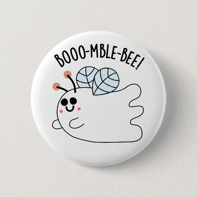 Booomble Bee Funny Ghost Bee Pun  Button (Front)