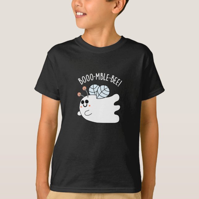 Booomble Bee Funny Ghost Bee Pun Dark BG T-Shirt (Front)