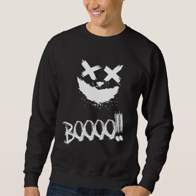 BOOOO Scary Pumpkin Face Halloween Sweatshirt (Front)