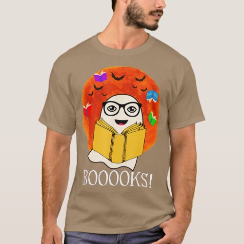 Booooks Cute Ghost Boo Reading Books Funny  _ 1  T_Shirt