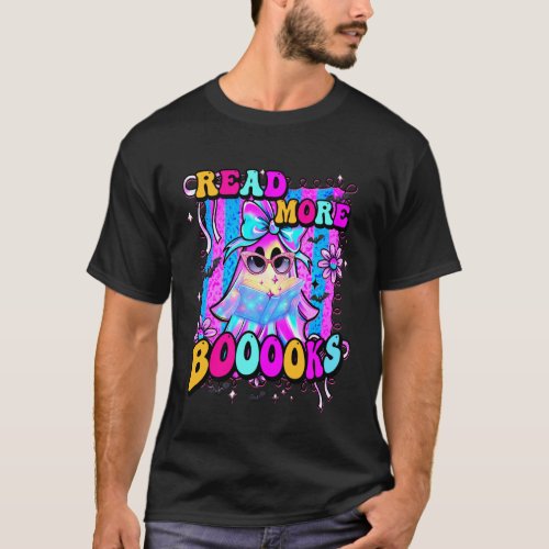Booooks Cute Ghost Read More Books Funny Teacher H T-Shirt