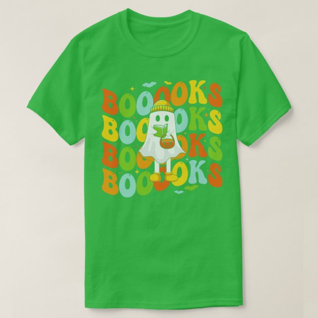 Booooks Cute Ghost reading a book Funny Book Lover T-Shirt (Design Front)