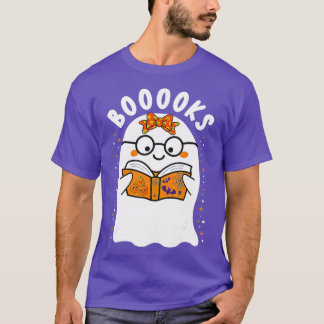 Booooks! Cute Ghost Reading Library Books Hallowee T-Shirt