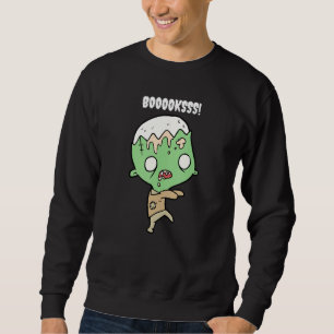Booooks Cute Zombie Figure Unique Halloween Teache Sweatshirt