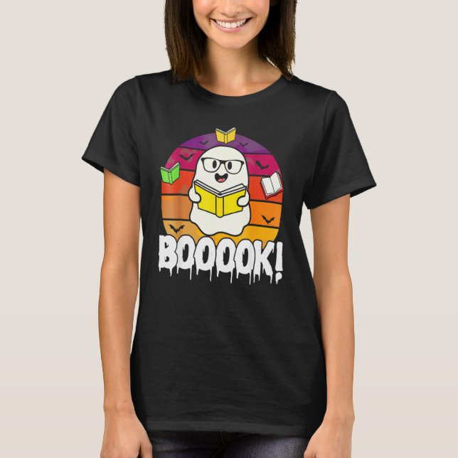 Booooks Ghos Boo Read Books Library Book T-Shirt (Front)
