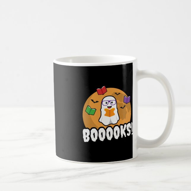 Booooks Ghost  Boo Read Books Library Gift Fun  Coffee Mug (Right)