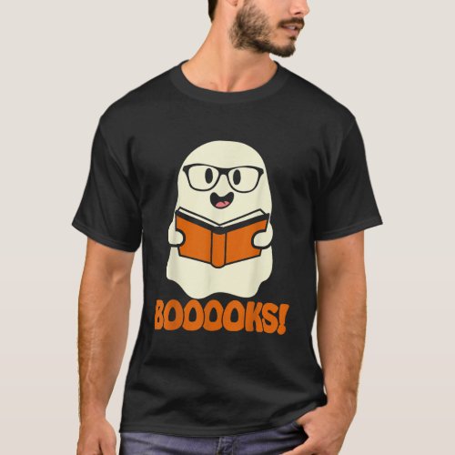 Booooks Ghost Boo Read Books Library Teacher Hallo T_Shirt