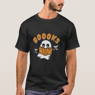 Booooks Ghost Boo Read Books Library Teacher Hallo T-Shirt
