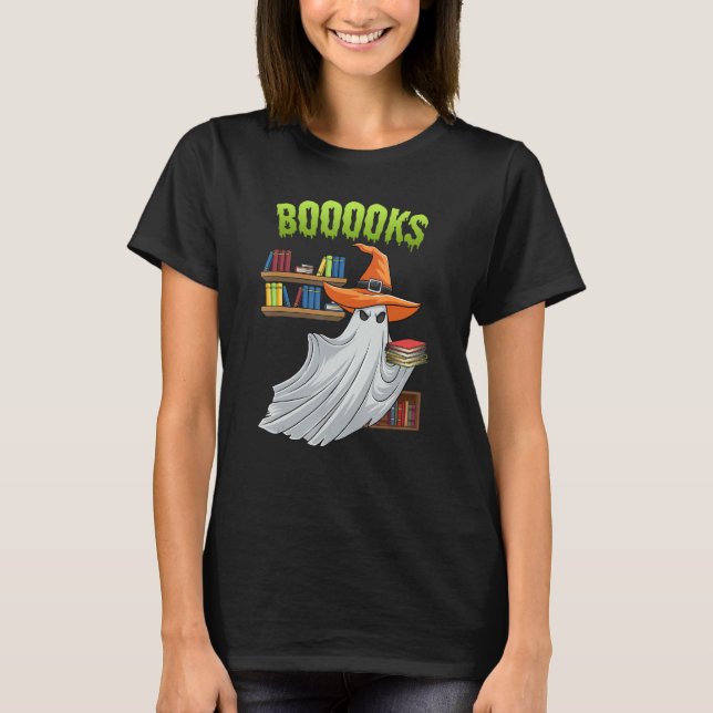 Booooks Ghost  Halloween Costume Teacher Book Libr T-Shirt (Front)
