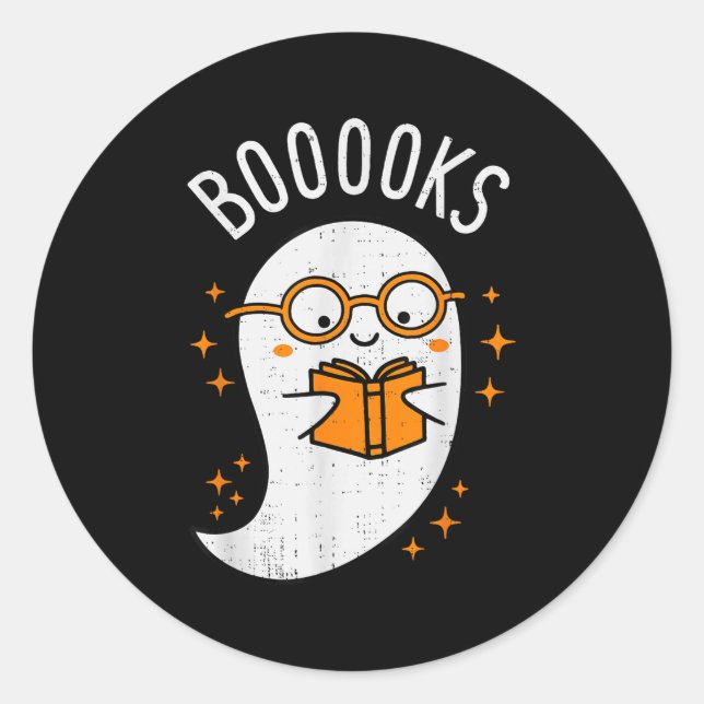 Booooks Ghost Halloween Teacher Librarian Library  Classic Round Sticker (Front)