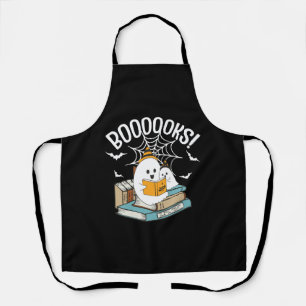 Booooks Ghost Read Books Halloween Funny Reading Apron