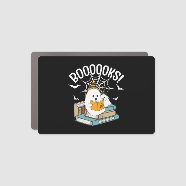 Booooks Ghost Read Books Halloween Funny Reading Car Magnet (Front)
