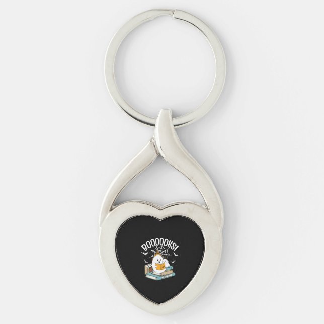 Booooks Ghost Read Books Halloween Funny Reading Keychain (Front)