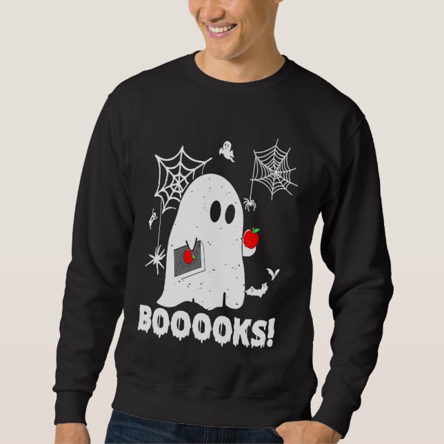 Booooks Ghost Teacher  Halloween Sweatshirt (Front)