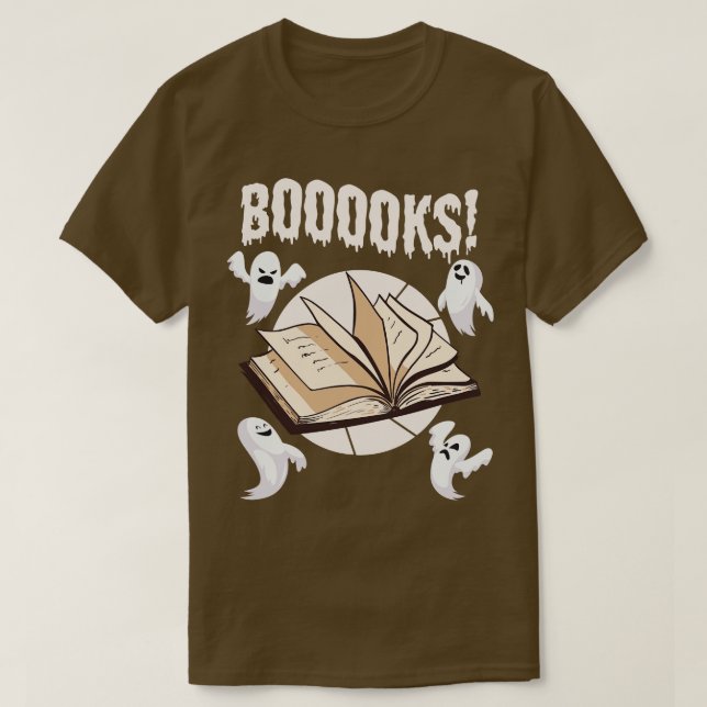 Booooks Halloween Book Ghost  T-Shirt (Design Front)