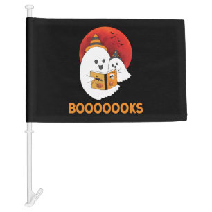 Booooooks Boo Read Books Halloween Car Flag