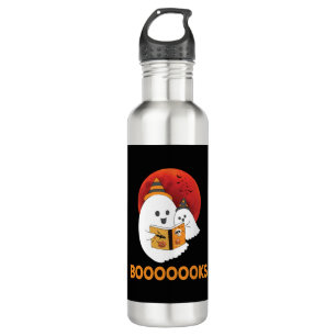 Booooooks Boo Read Books Halloween Stainless Steel Water Bottle