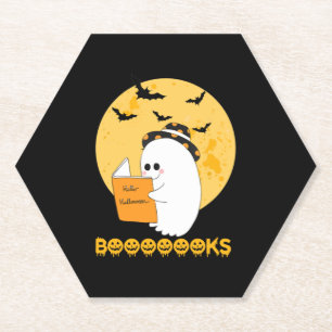 Booooooks Shirt Boo Read Books Halloween  Paper Coaster