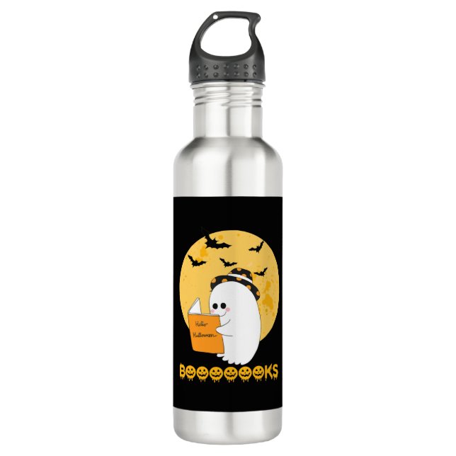 Booooooks Shirt Boo Read Books Halloween  Stainless Steel Water Bottle (Front)