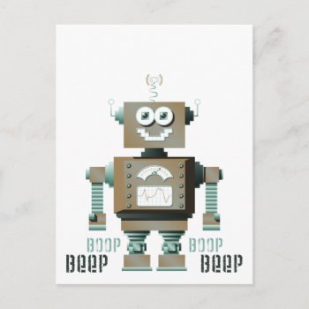 Boop Beep Toy Robot Postcard (lt) by DryGoods at Zazzle