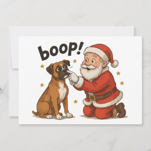 Boop Christmas Santa Boxer Dog Nose Pet Lover Invitation