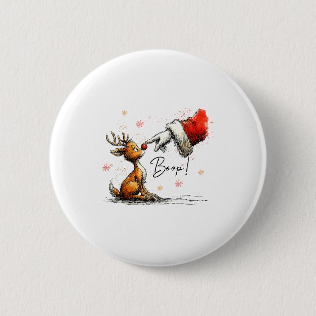 Boop Funny Santa Farmer Reindeer Cute Christmas Ho Button (Front)