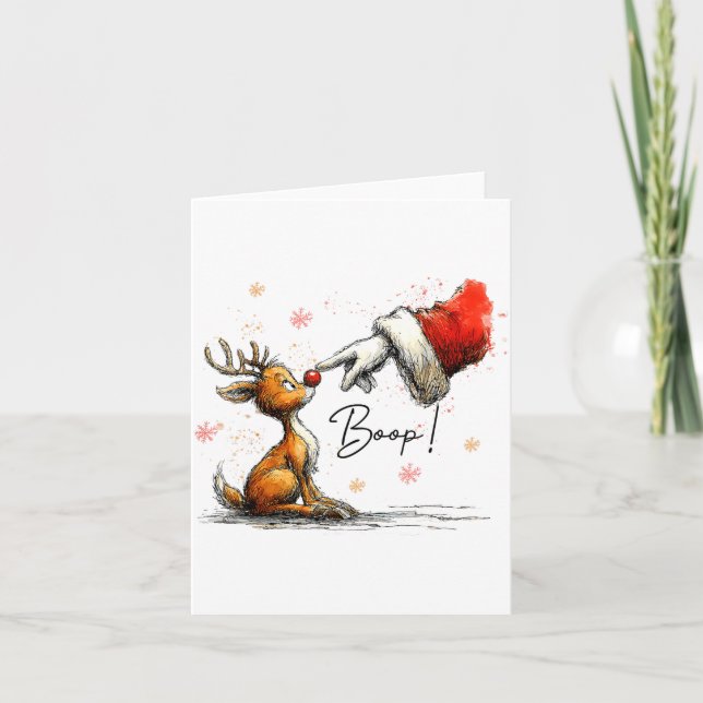 Boop Funny Santa Farmer Reindeer Cute Christmas Ho Card (Front)