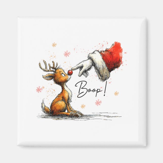 Boop Funny Santa Farmer Reindeer Cute Christmas Ho Magnet (Front)